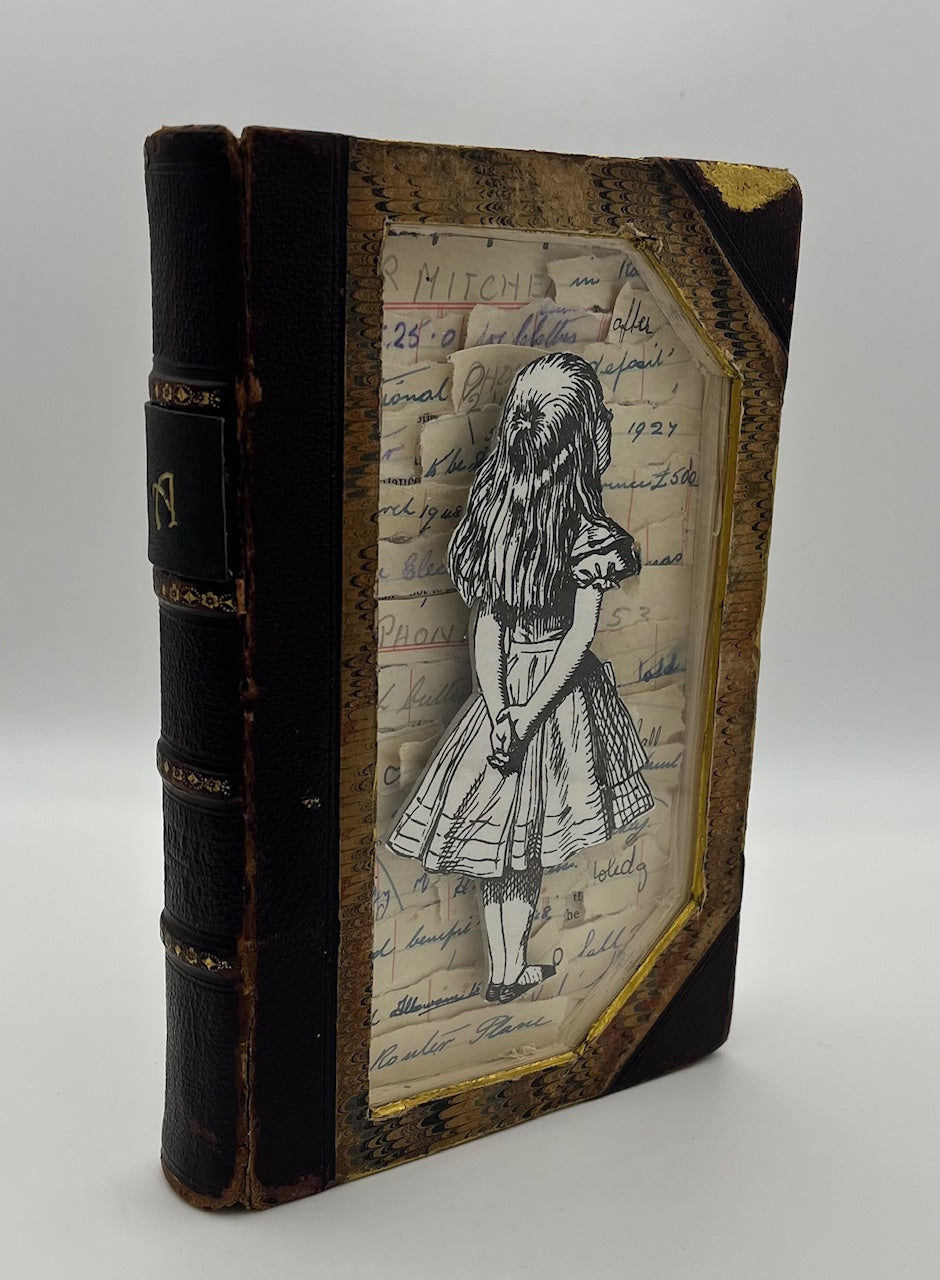 Alice In Wonderland Altered Upcycled Book Art Kintsugi Style