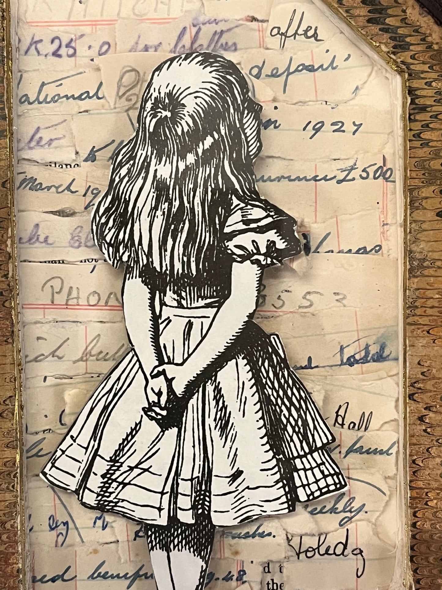 Alice In Wonderland Altered Upcycled Book Art Kintsugi Style