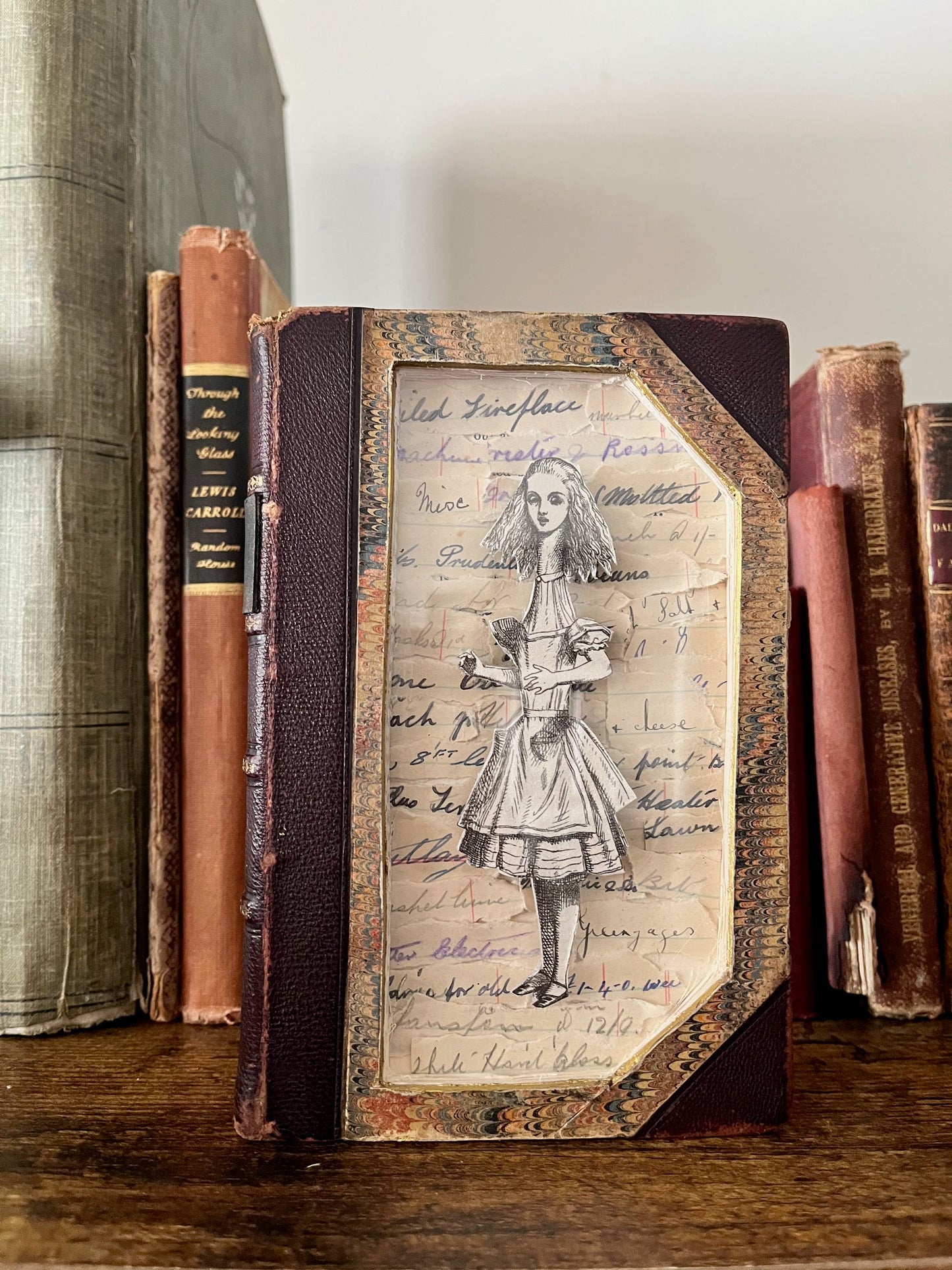 Long Tall Alice - Alice in Wonderland Altered Book - Book Carving