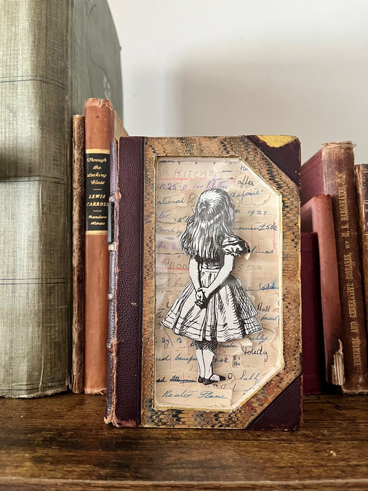 Alice In Wonderland Altered Upcycled Book Art Kintsugi Style