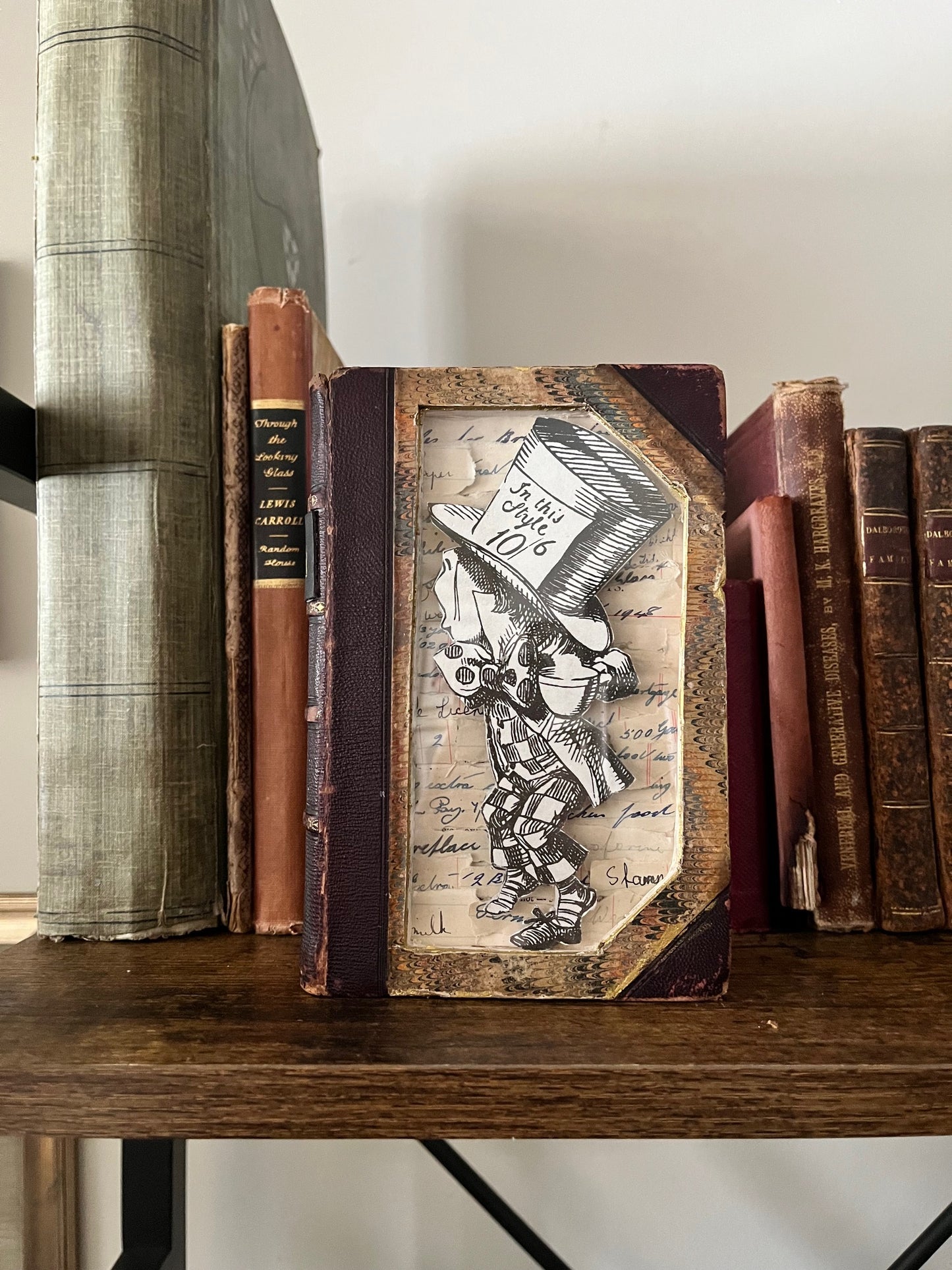 Mad Hatter from Alice in Wonderland Altered/Upcycled Book Kintsugi Edition