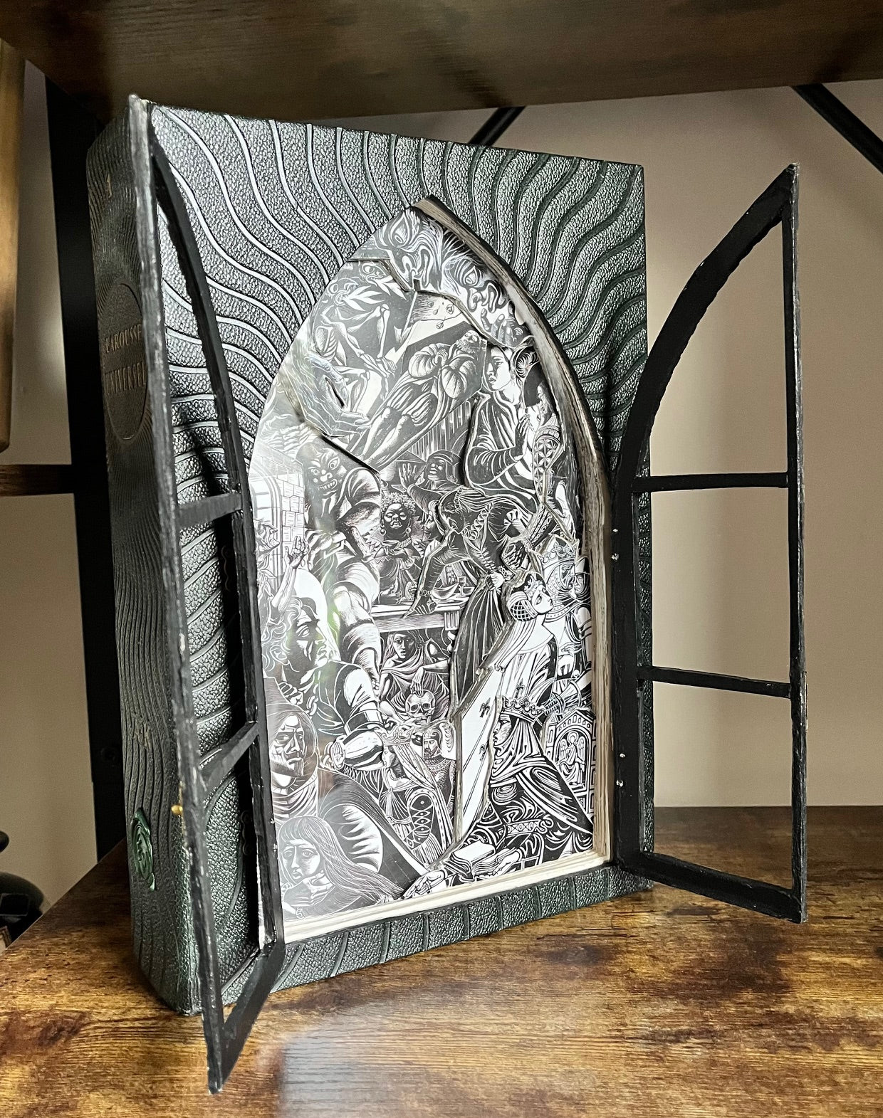 The Gothic Arch Book Carving. Altered Book Art.