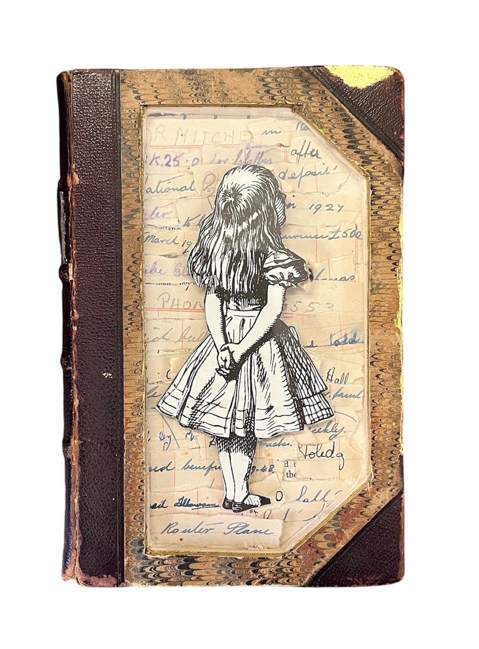 Alice In Wonderland Altered Upcycled Book Art Kintsugi Style