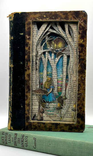 Any Path Will Do, Alice In Wonderland Altered Book. Book Carving.