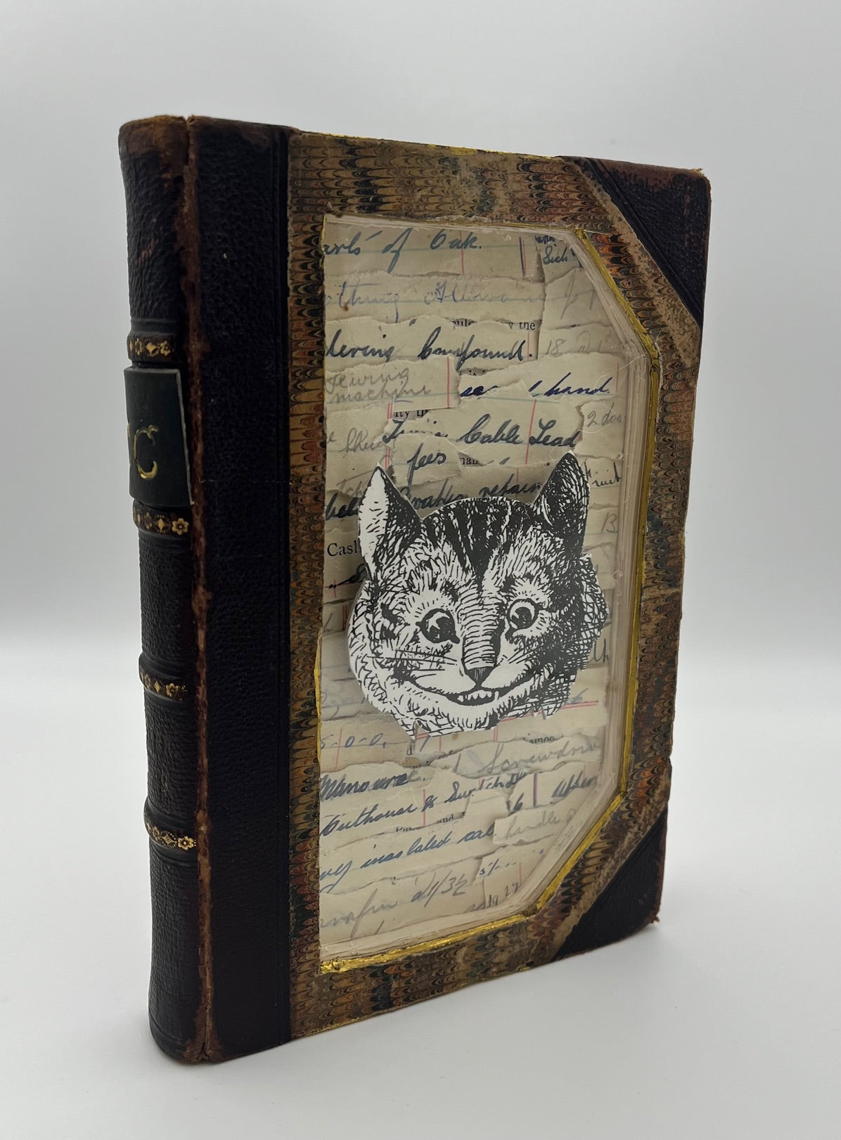 The Cheshire Cat , Alice In Wonderland Altered Book/ Book Art