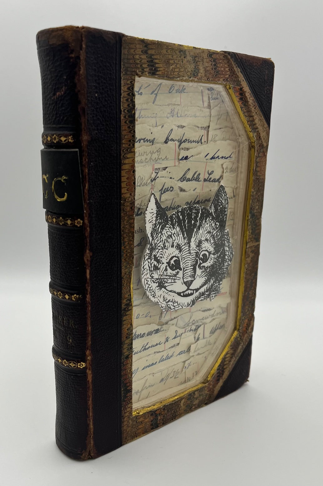 The Cheshire Cat , Alice In Wonderland Altered Book/ Book Art