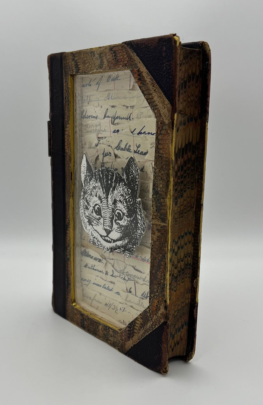 The Cheshire Cat , Alice In Wonderland Altered Book/ Book Art