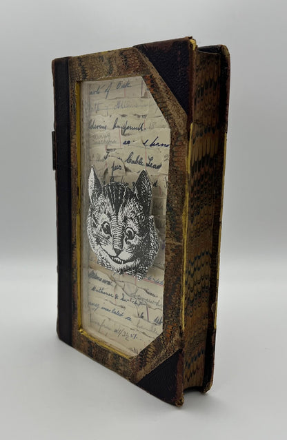 The Cheshire Cat , Alice In Wonderland Altered Book/ Book Art