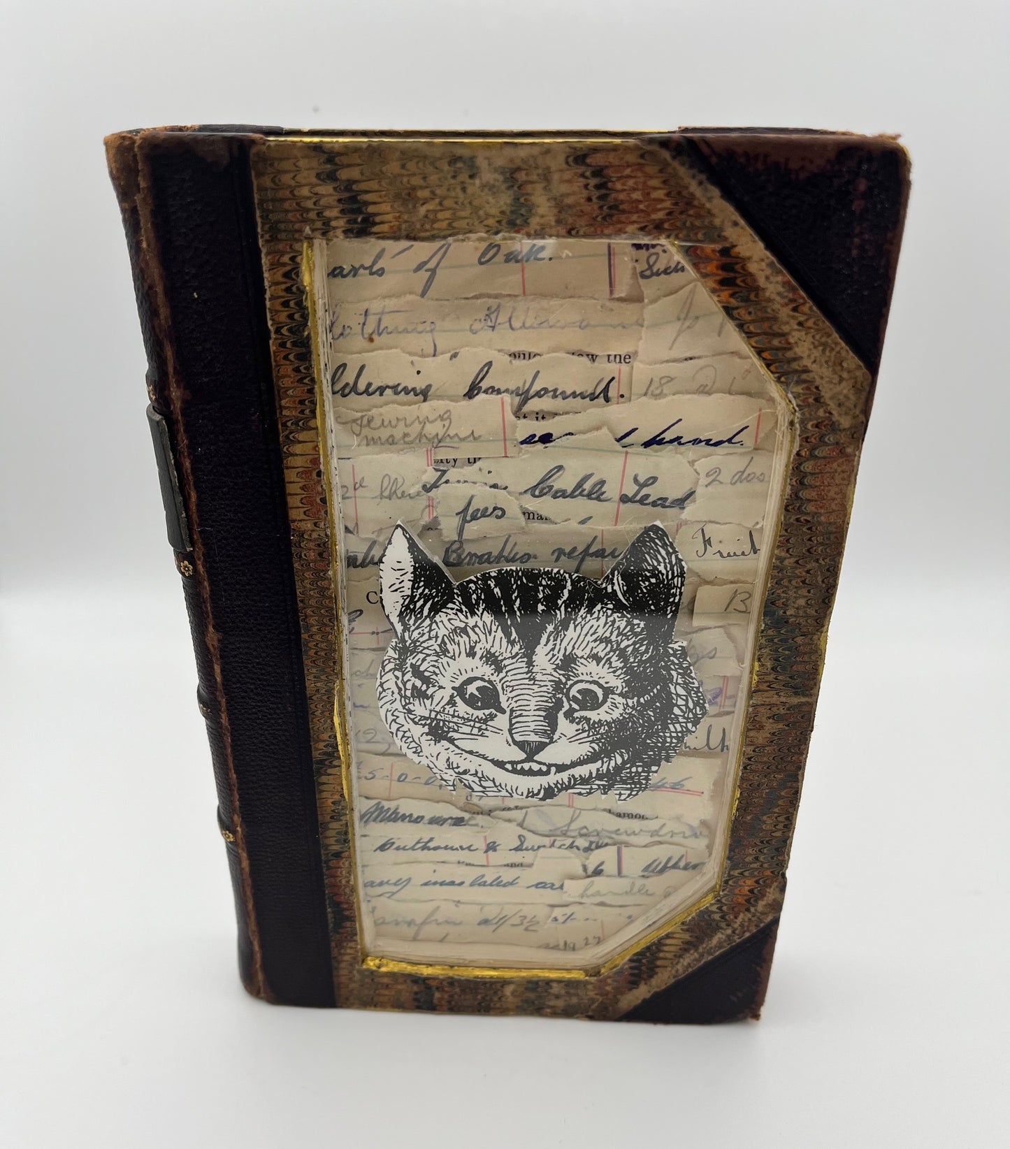 The Cheshire Cat , Alice In Wonderland Altered Book/ Book Art