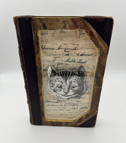 The Cheshire Cat , Alice In Wonderland Altered Book/ Book Art