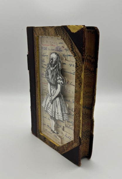 Alice In Wonderland Altered Upcycled Book Art Kintsugi Style