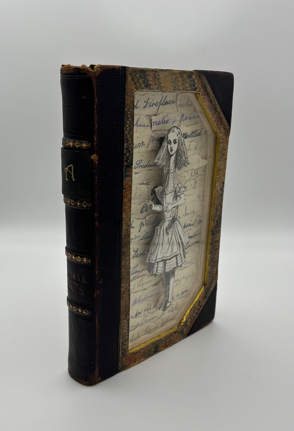 Long Tall Alice - Alice in Wonderland Altered Book - Book Carving