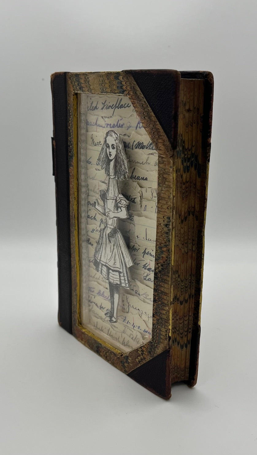 Long Tall Alice - Alice in Wonderland Altered Book - Book Carving