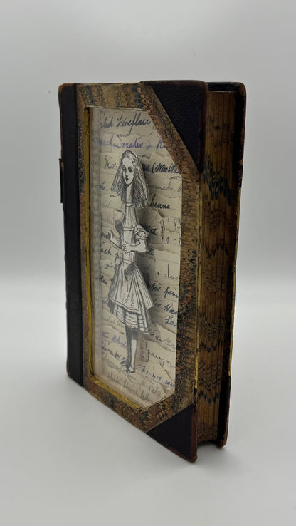 Long Tall Alice - Alice in Wonderland Altered Book - Book Carving