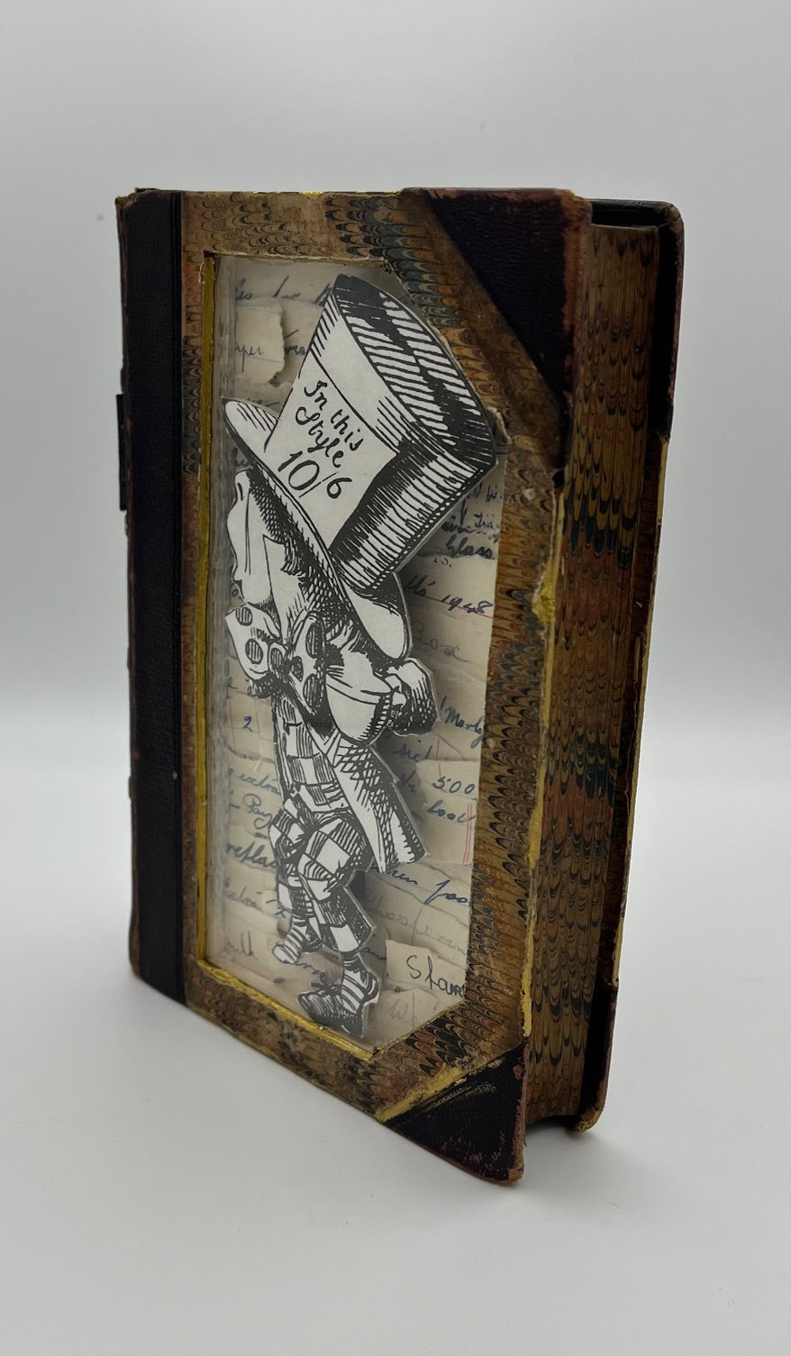 Mad Hatter from Alice in Wonderland Altered/Upcycled Book Kintsugi Edition