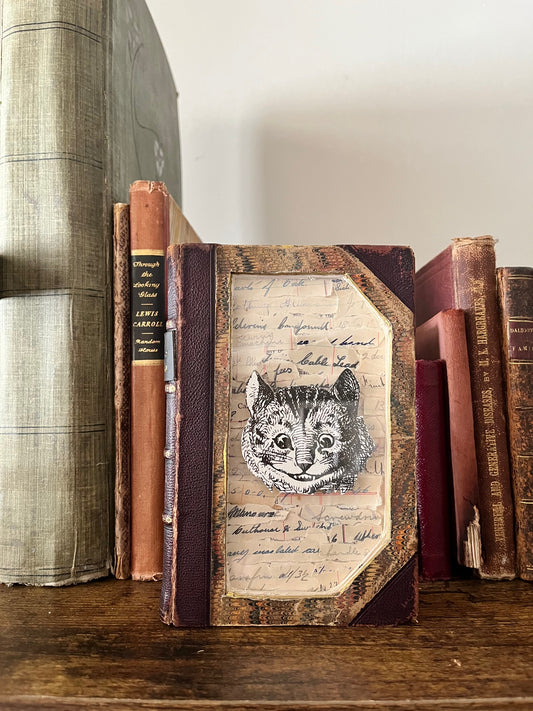 The Cheshire Cat , Alice In Wonderland Altered Book/ Book Art
