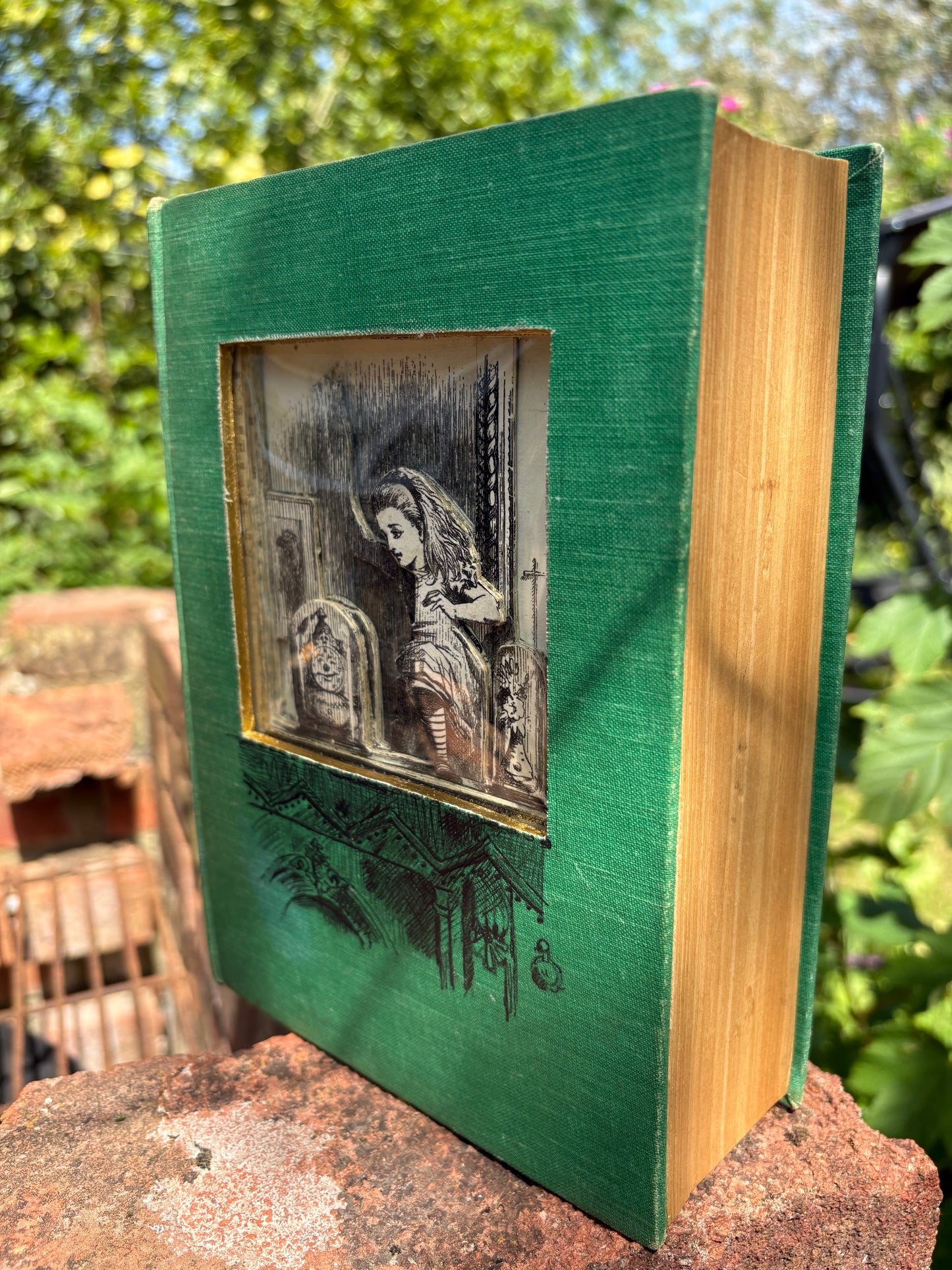Alice Through The Looking Glass Altered Book, Book Carving