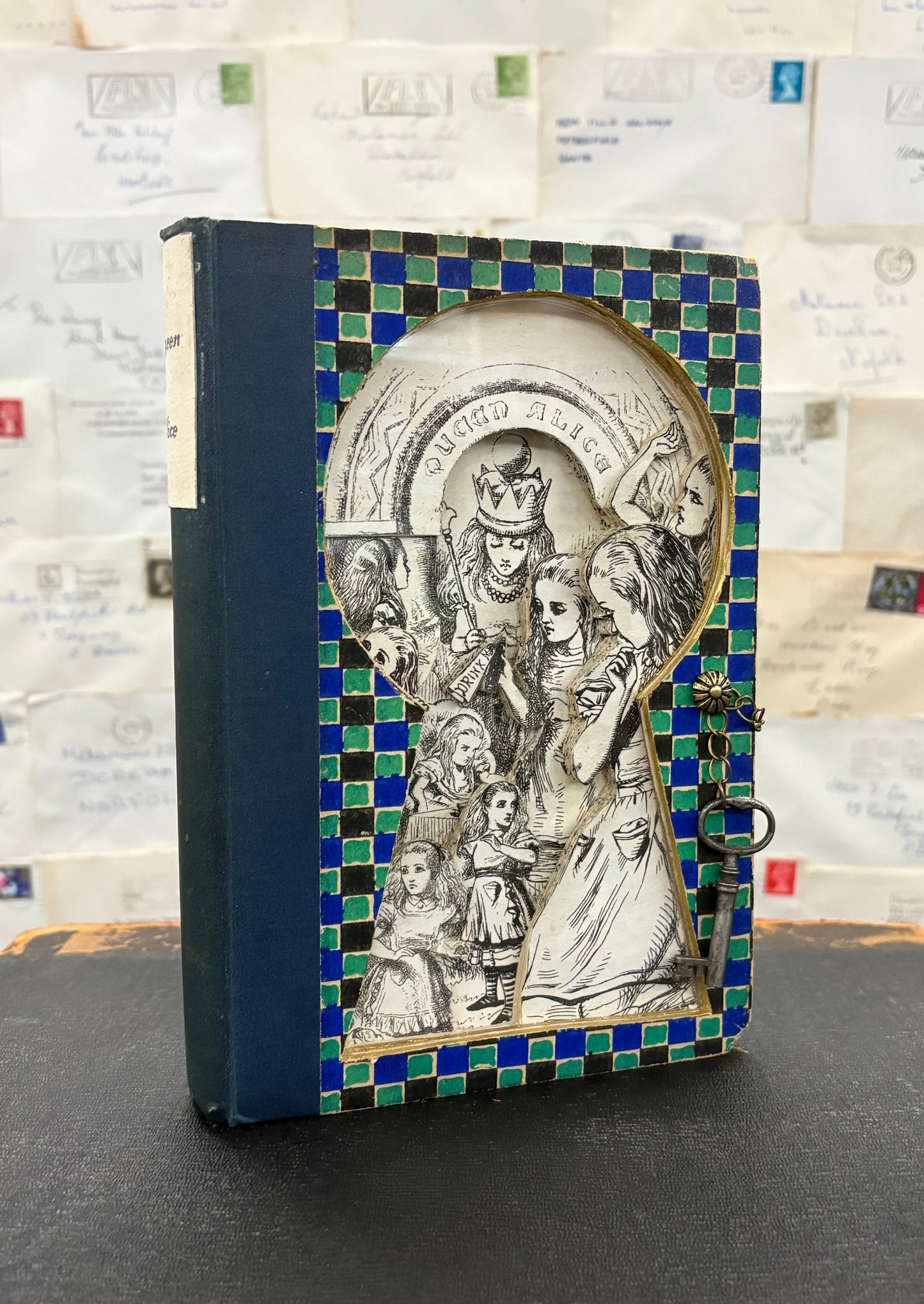 Queen Alice, Altered Book Carving From Alice in Wonderland and Looking Glass