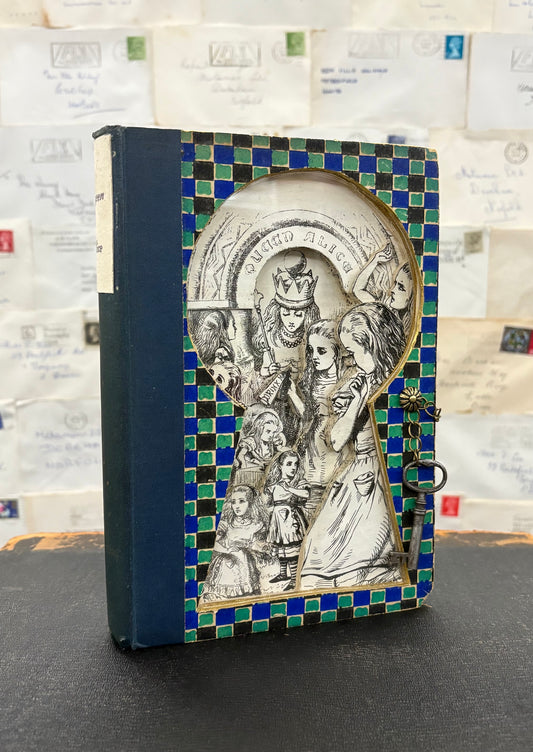 Queen Alice, Altered Book Carving From Alice in Wonderland and Looking Glass