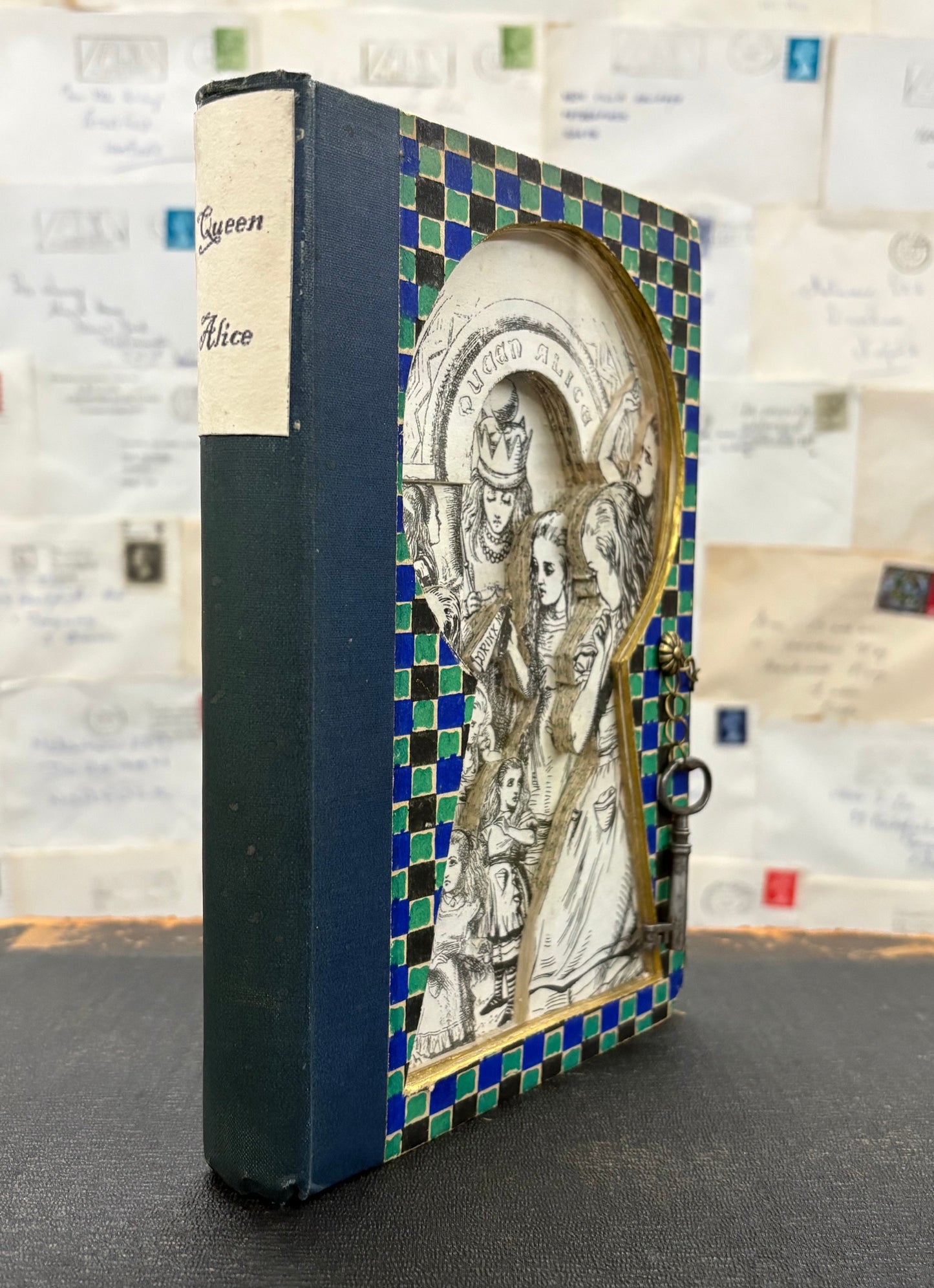 Queen Alice, Altered Book Carving From Alice in Wonderland and Looking Glass