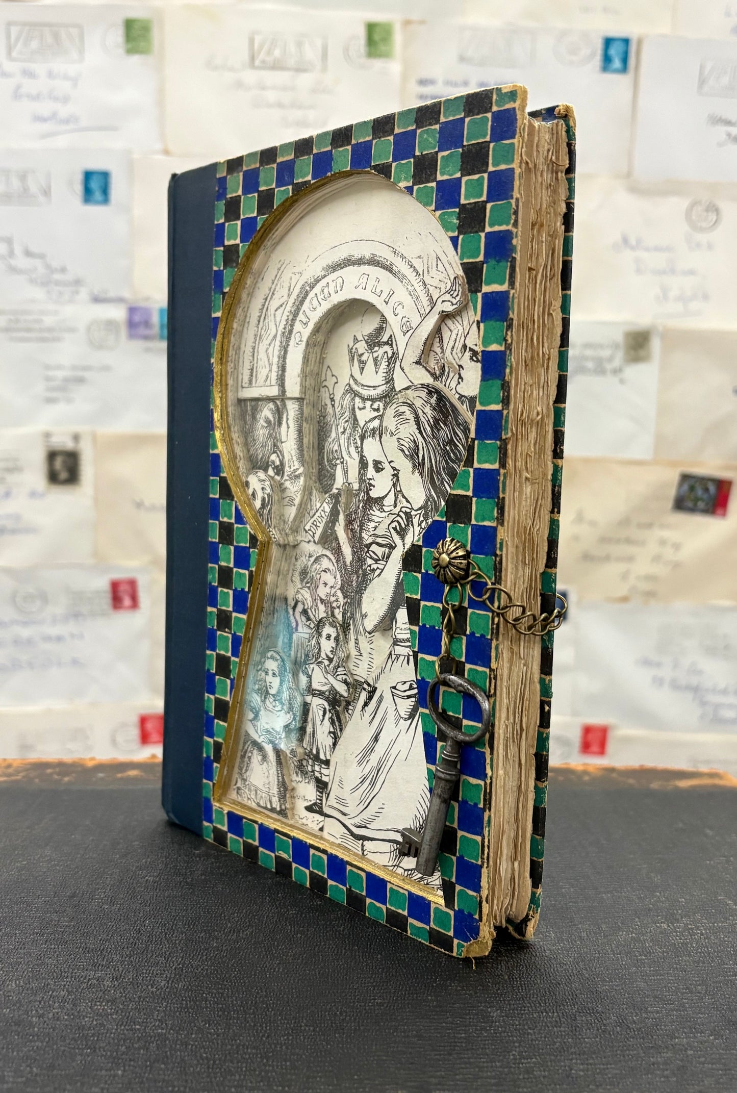 Queen Alice, Altered Book Carving From Alice in Wonderland and Looking Glass
