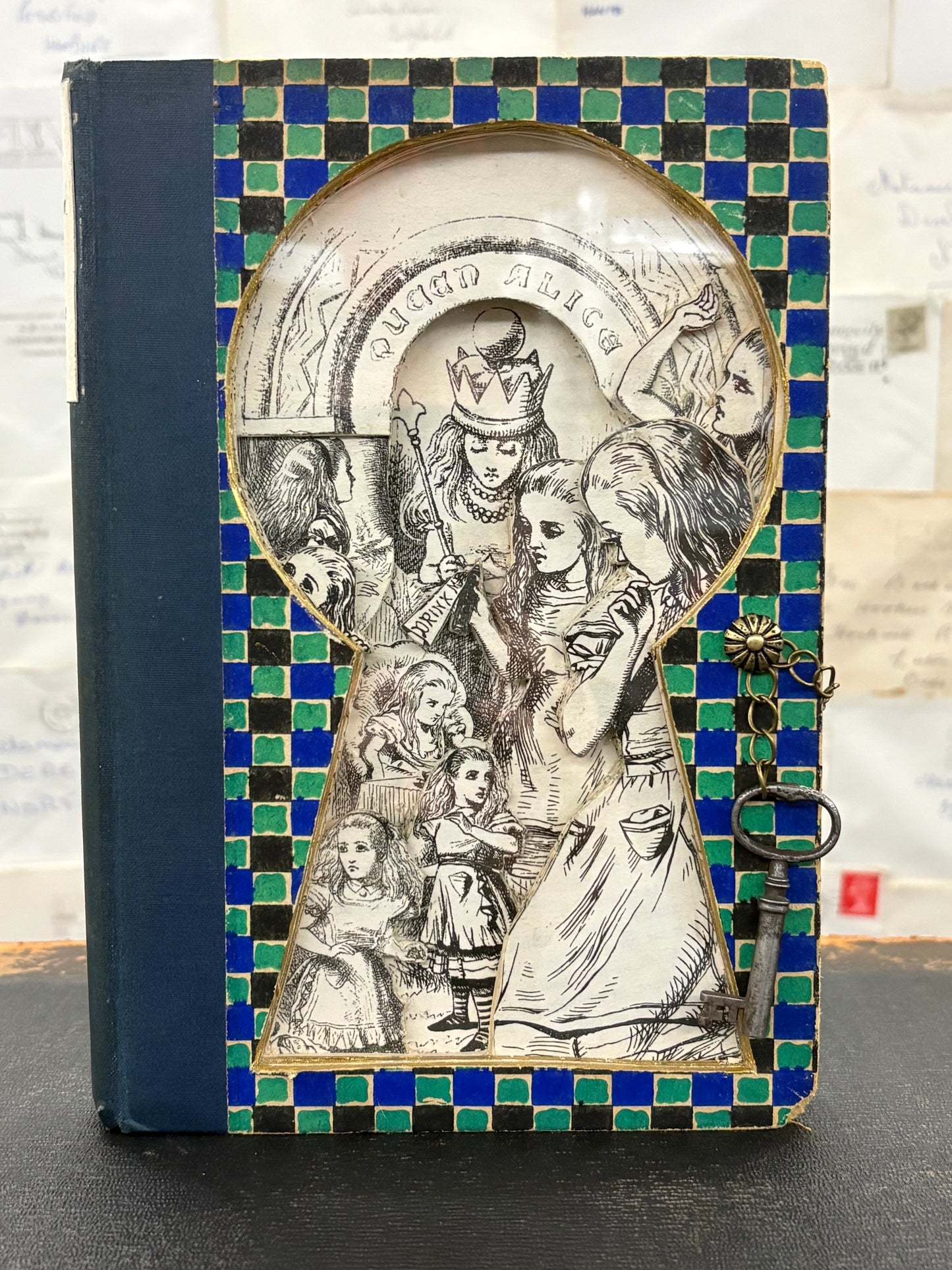 Queen Alice, Altered Book Carving From Alice in Wonderland and Looking Glass