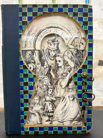 Queen Alice, Altered Book Carving From Alice in Wonderland and Looking Glass
