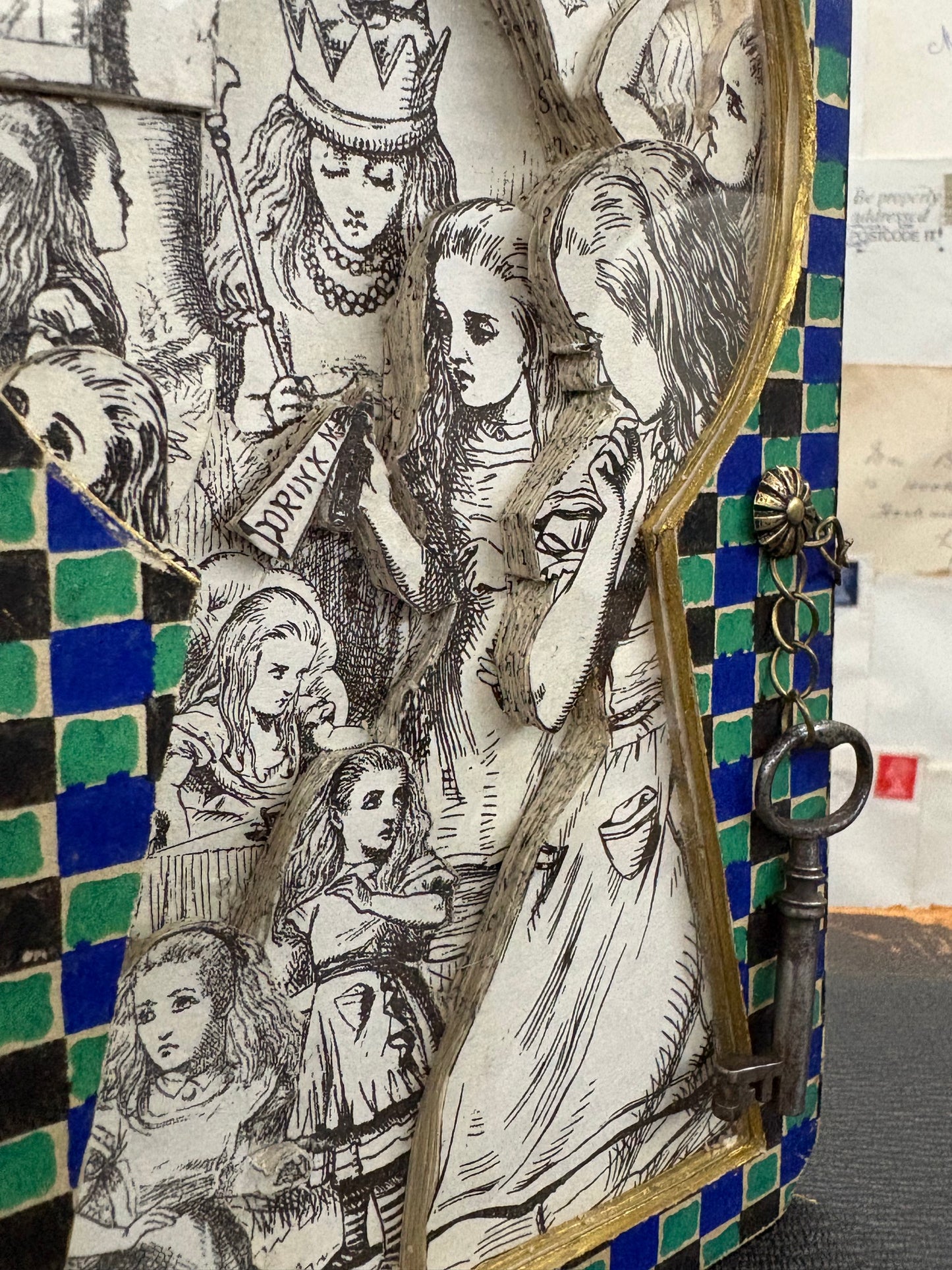 Queen Alice, Altered Book Carving From Alice in Wonderland and Looking Glass