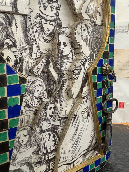 Queen Alice, Altered Book Carving From Alice in Wonderland and Looking Glass