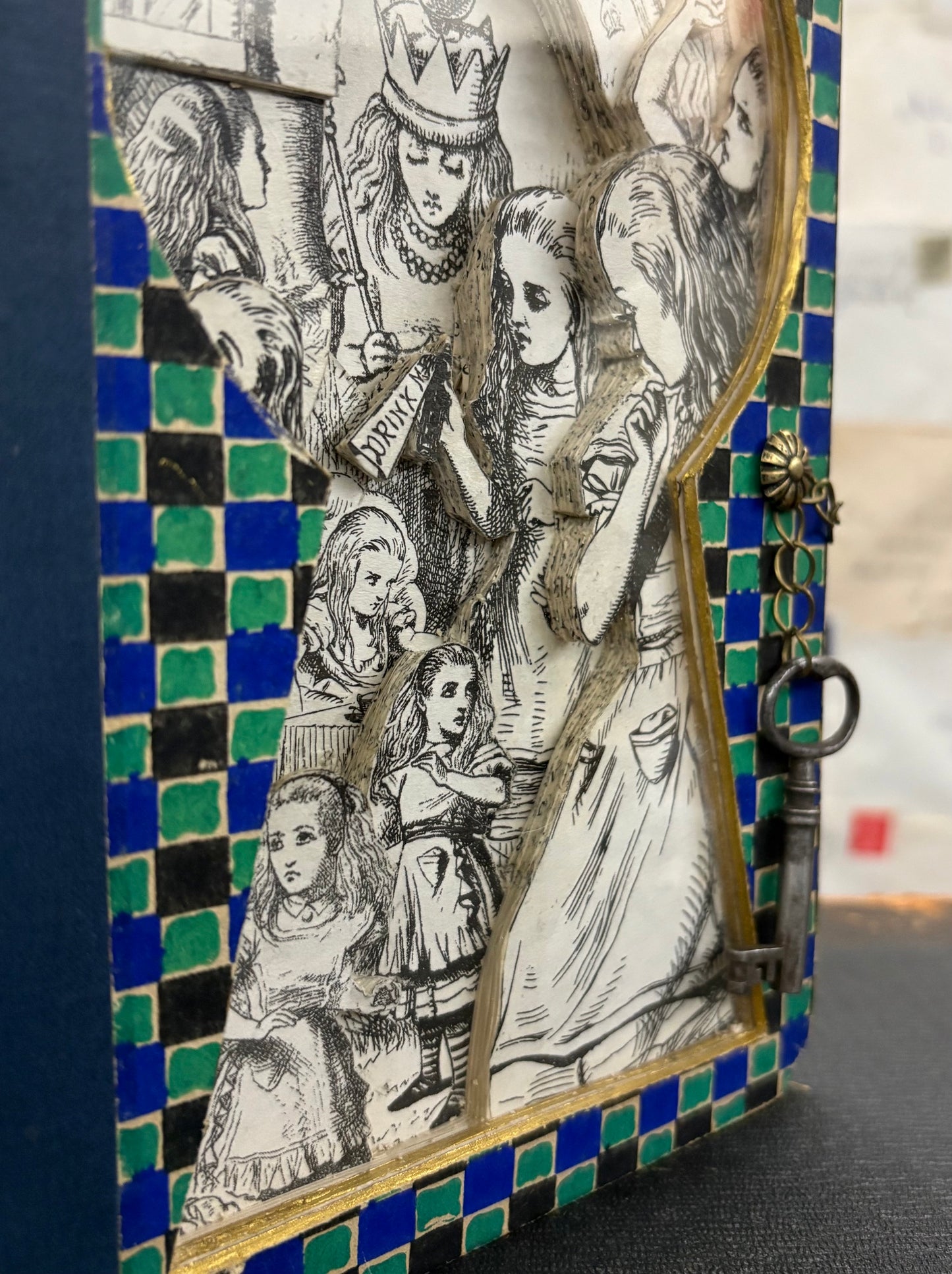 Queen Alice, Altered Book Carving From Alice in Wonderland and Looking Glass