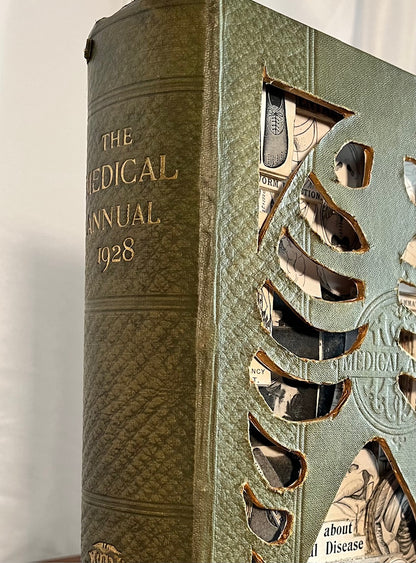 RIBS! Book Carving Of 1928 Medical Book.