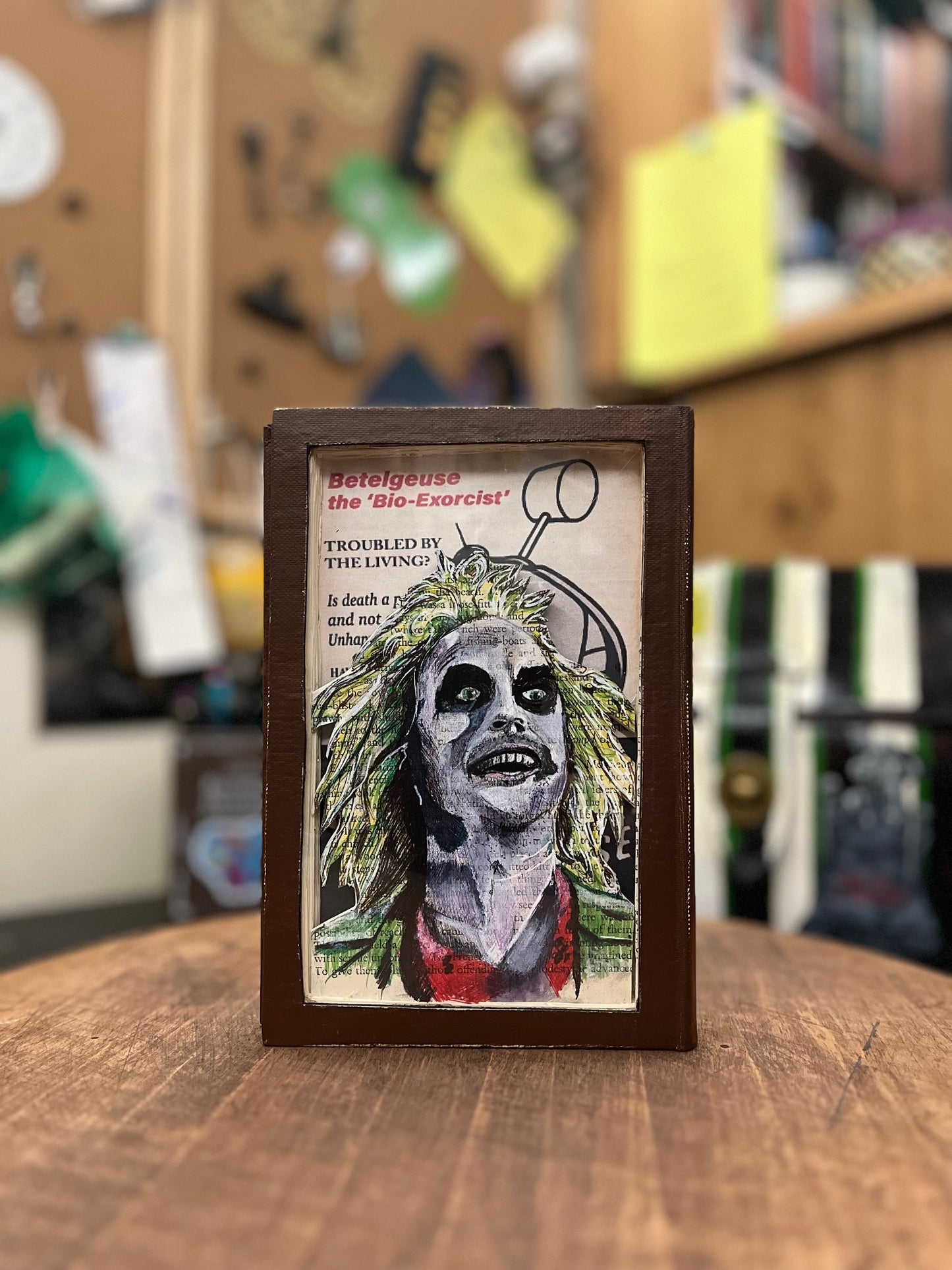 Beetlejuice Book Carving, Handbook for the Recently Deceased, Book With Portrait of Michael Keaton as Beetlejuice