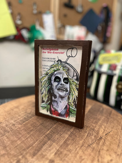 Beetlejuice Book Carving, Handbook for the Recently Deceased, Book With Portrait of Michael Keaton as Beetlejuice