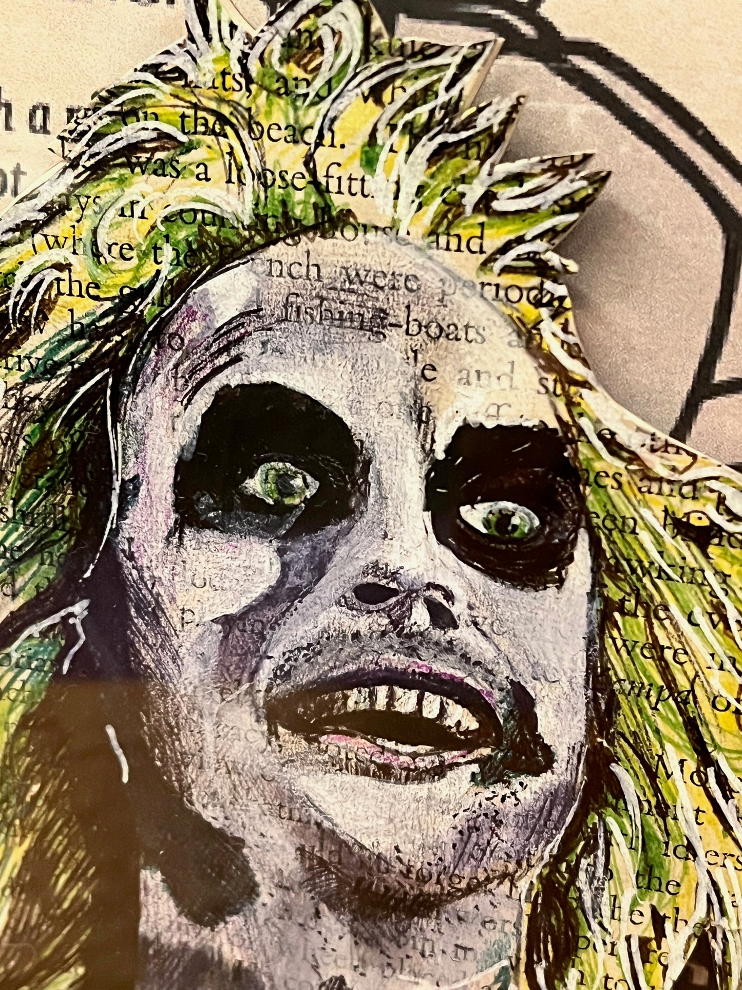 Beetlejuice Book Carving, Handbook for the Recently Deceased, Book With Portrait of Michael Keaton as Beetlejuice