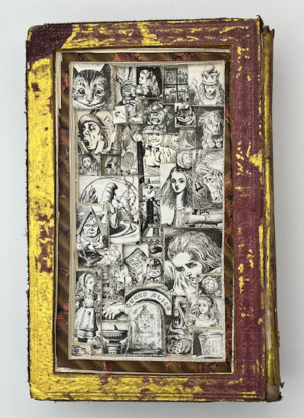 Alice In The Pink Book Carving/ Altered Book