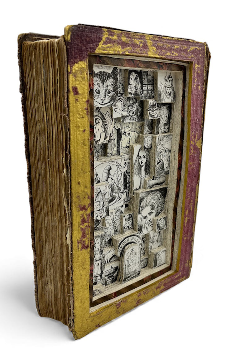Alice In The Pink Book Carving/ Altered Book