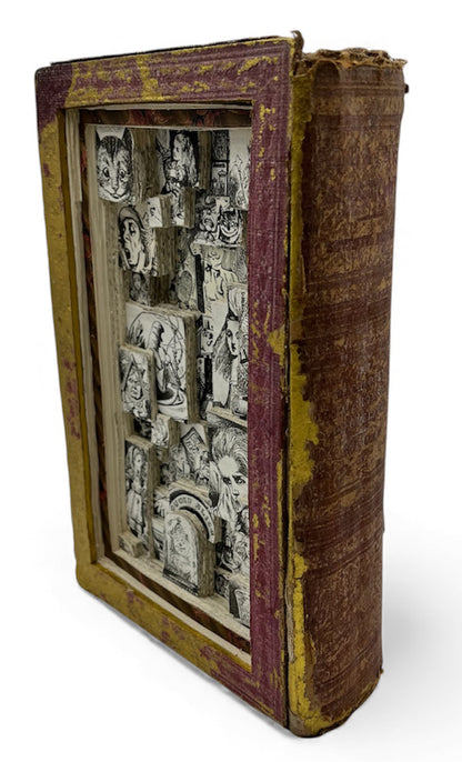 Alice In The Pink Book Carving/ Altered Book