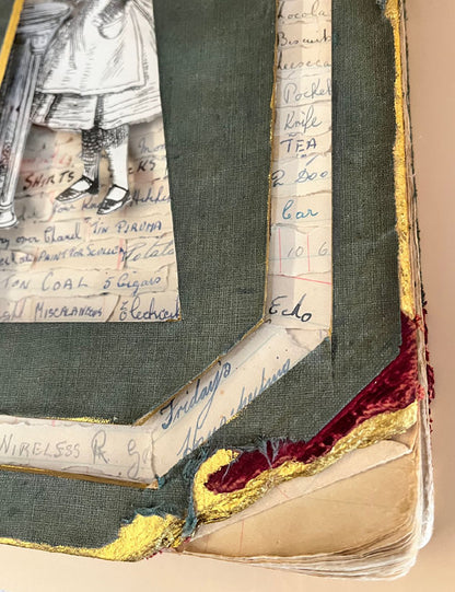 Alice In Wonderland , Through the Keyhole Wall Hanging Altered Book Art/ Book Carving Kintsugi Edition.