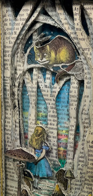 Any Path Will Do, Alice In Wonderland Altered Book. Book Carving.