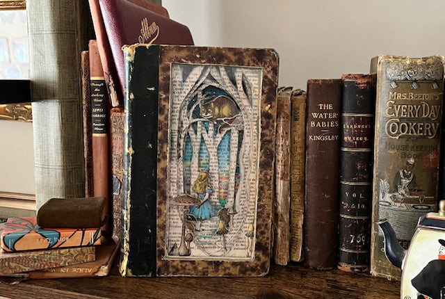 Any Path Will Do, Alice In Wonderland Altered Book. Book Carving.