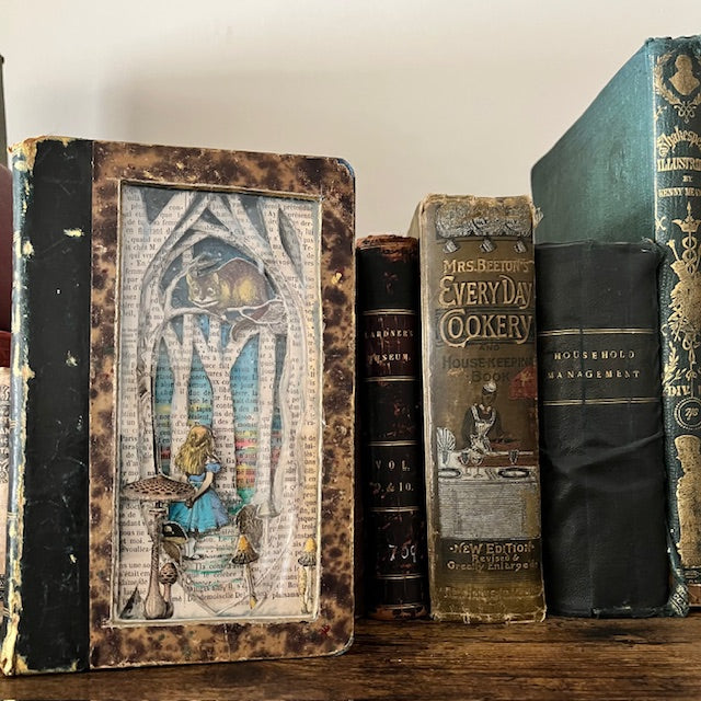 Any Path Will Do, Alice In Wonderland Altered Book. Book Carving.
