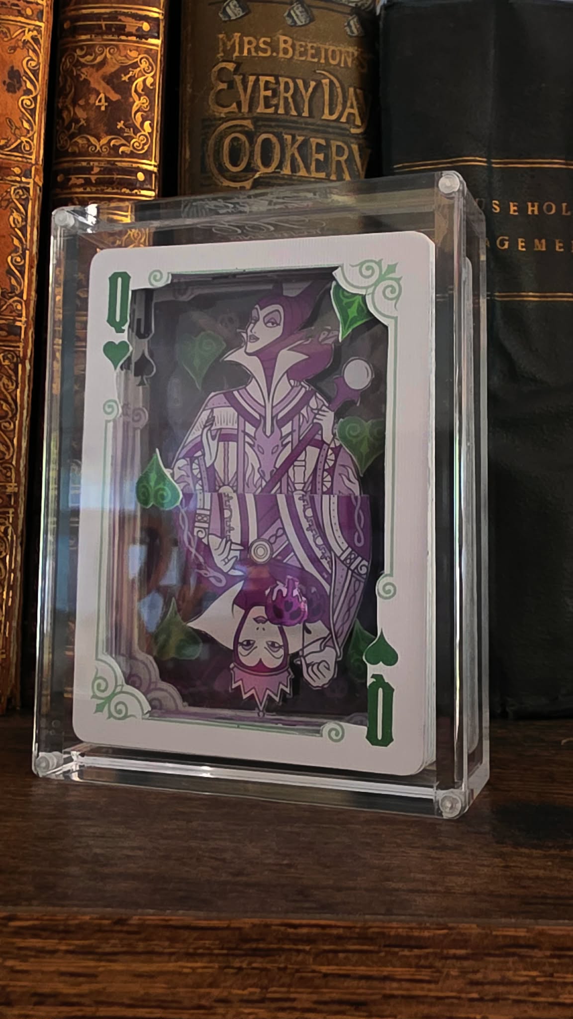 Disney Queen of Villains Playing Card Shadow Box In Display Case