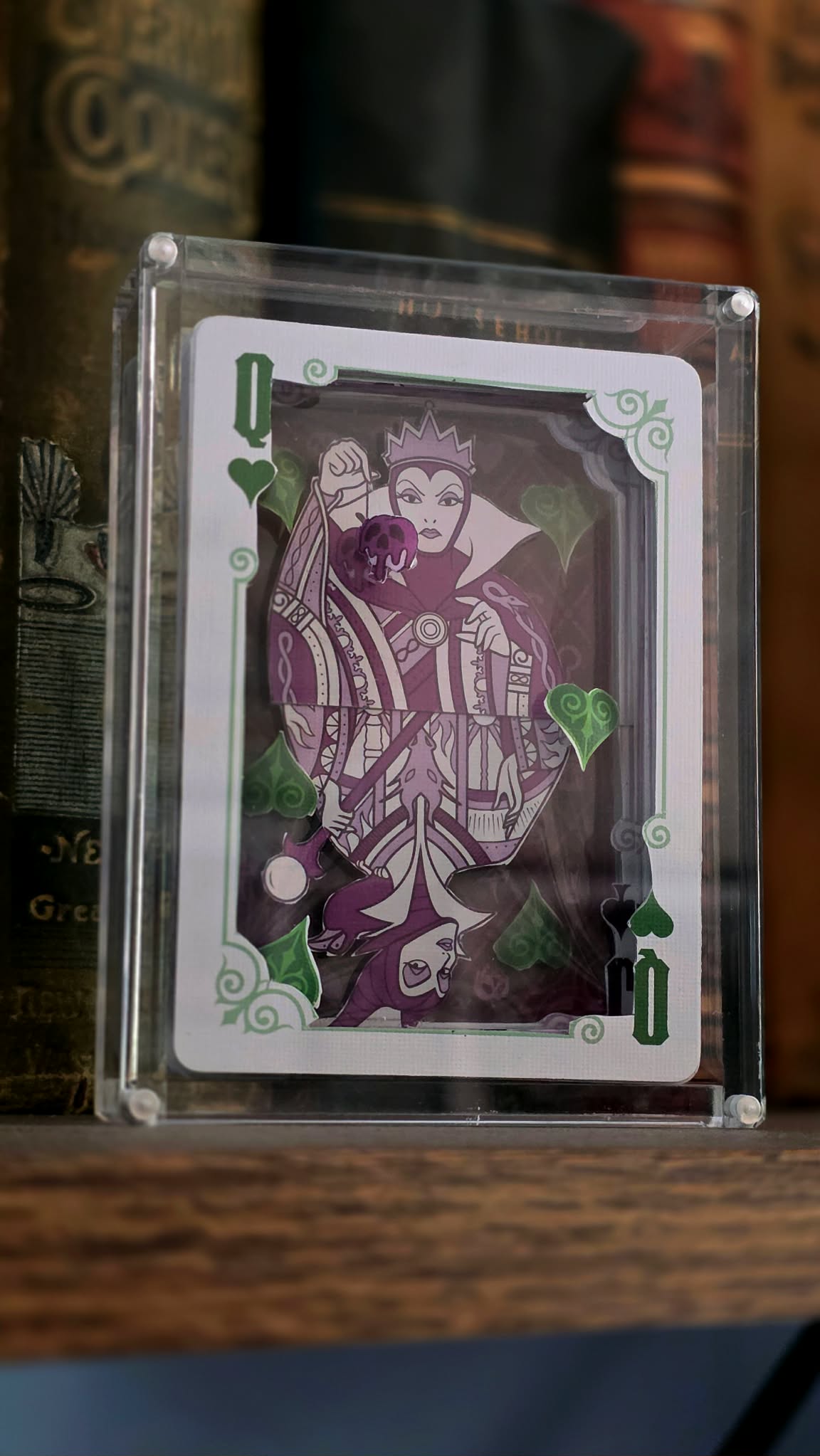 Disney Queen of Villains Playing Card Shadow Box In Display Case