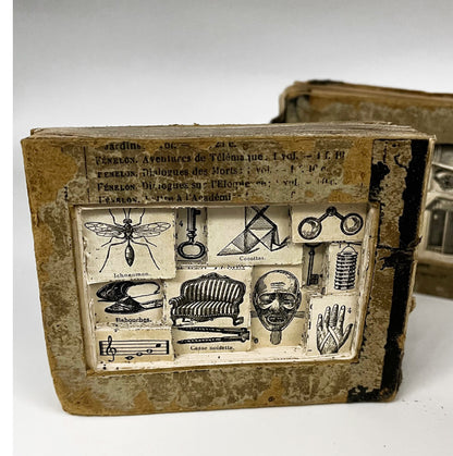 The Egg Books - Altered Book/ Book Carving in Vintage Glass Case