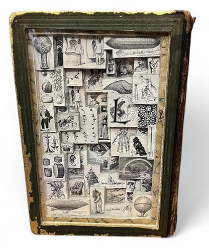 Larousse Dictionary, Art Nouveau, Kintsugi Style  Altered Book/ Book Carving