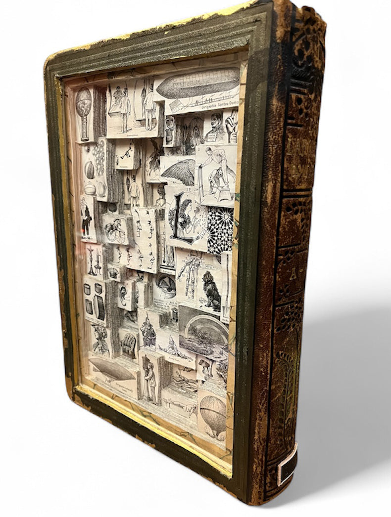 Larousse Dictionary, Art Nouveau, Kintsugi Style  Altered Book/ Book Carving