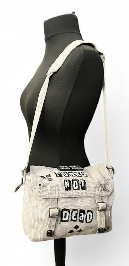 Punk's Not Dead! Small Vintage Reclaimed Customised Punk Bag/ Goth / Rock