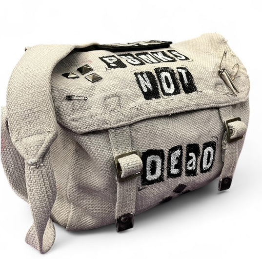 Punk's Not Dead! Small Vintage Reclaimed Customised Punk Bag/ Goth / Rock