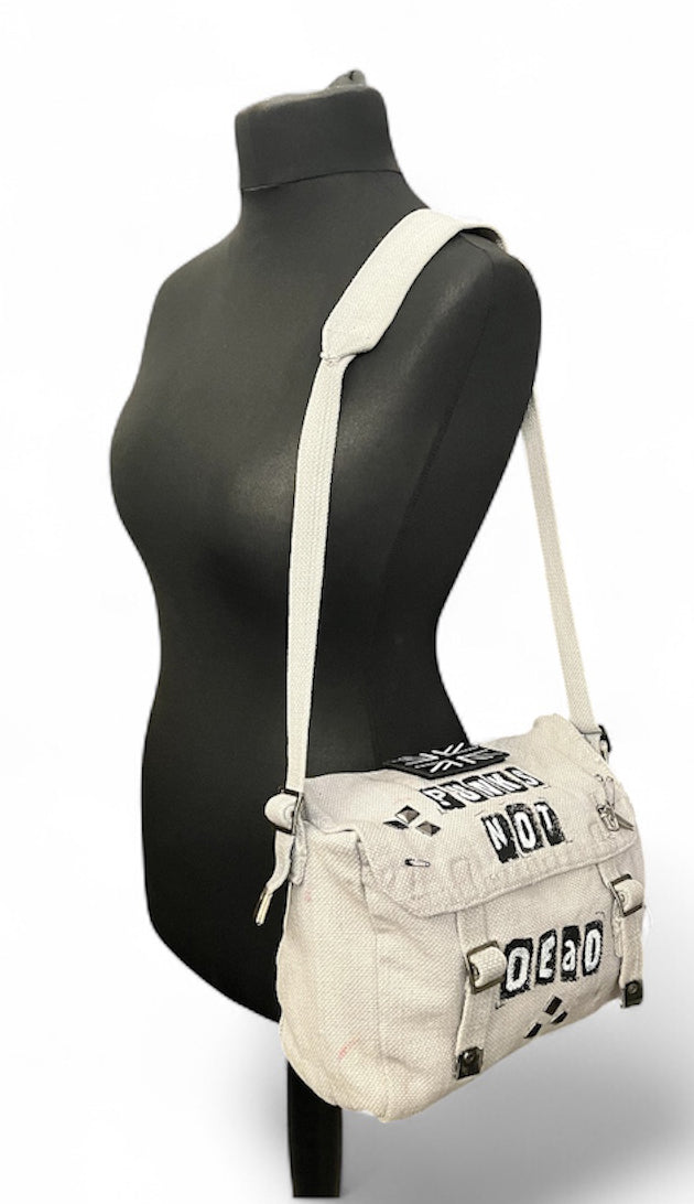 Punk's Not Dead! Small Vintage Reclaimed Customised Punk Bag/ Goth / Rock
