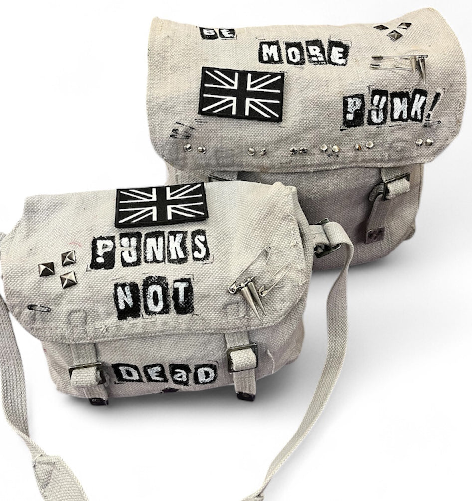 Punk's Not Dead! Small Vintage Reclaimed Customised Punk Bag/ Goth / Rock